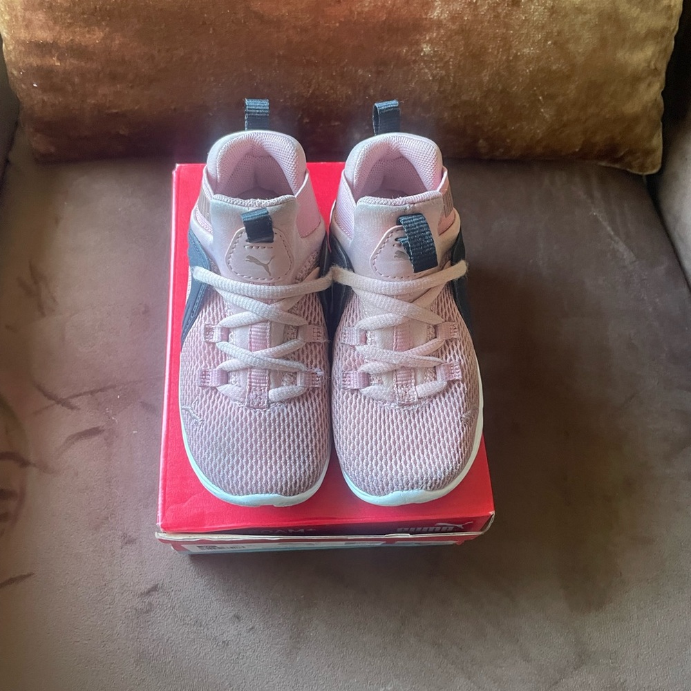 Kids Pink and Black Puma Sneakers